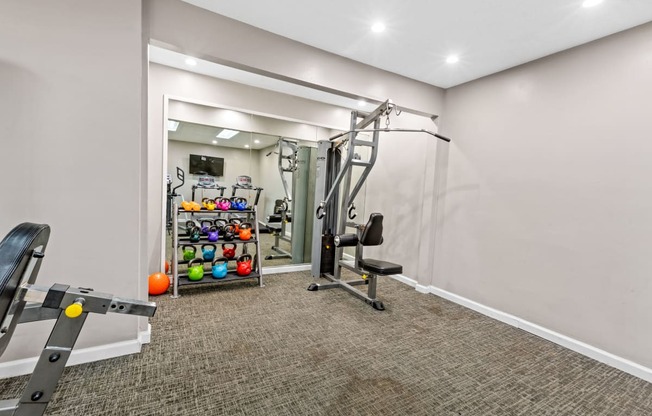 Brand newly remodeled gym with HIIT and training equipment and very bright lighting