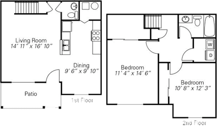2 beds, 1.5 baths, 1,116 sqft, $1,617