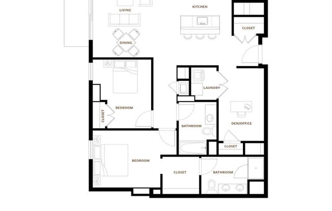 2 beds, 2 baths, 940 sqft, $4,600, Unit 205