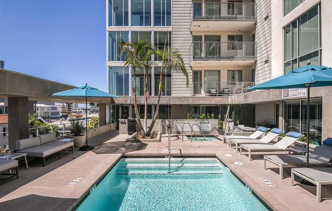 Pool at F11 Luxury Apartments in San Diego, CA