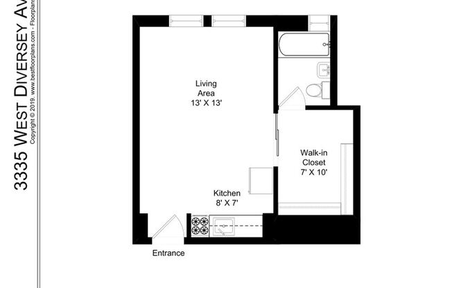 Studio, 1 bath, 417 sqft, $1,350, Unit 203