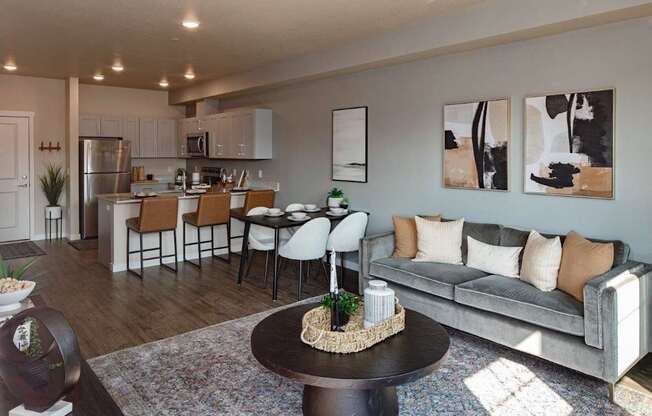 West End District Apartments in Beaverton, Oregon Model Living Room