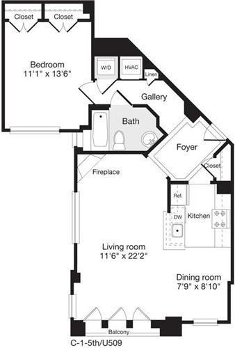 1 bed, 1 bath, 819 sqft, $2,935, Unit 0509