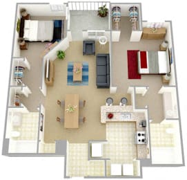 2 beds, 2 baths, 894 sqft, $1,470