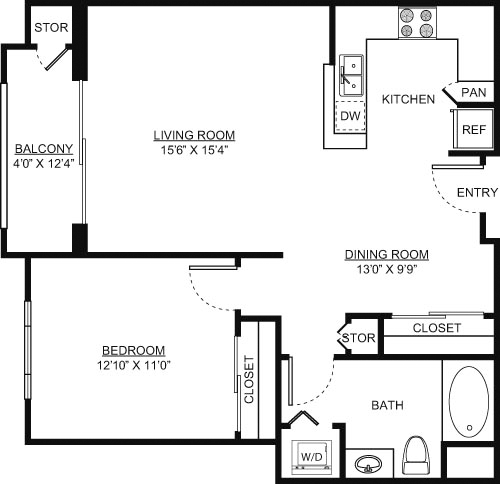 1 bed, 1 bath, 886 sqft, $3,354