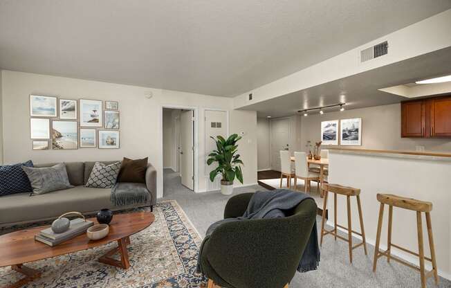 Living Area with High Ceilings