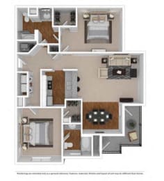 2 beds, 2 baths, 1,216 sqft, $1,606