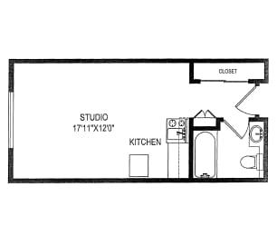 Studio, 1 bath, 326 sqft, $1,445