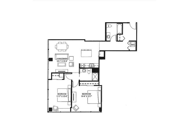 2 beds, 2 baths, 1,072 sqft, $2,274, Unit 1001