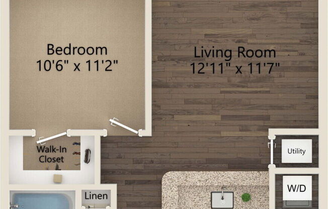 1 bed, 1 bath, 684 sqft, $1,388