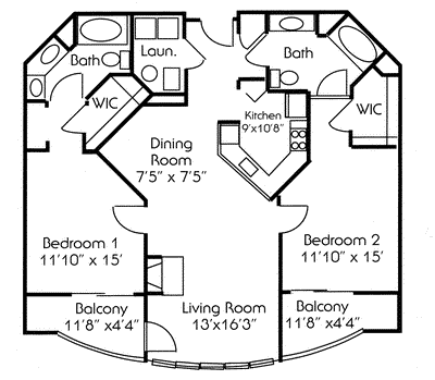 2 beds, 2 baths, 1,170 sqft, $4,184, Unit 6206