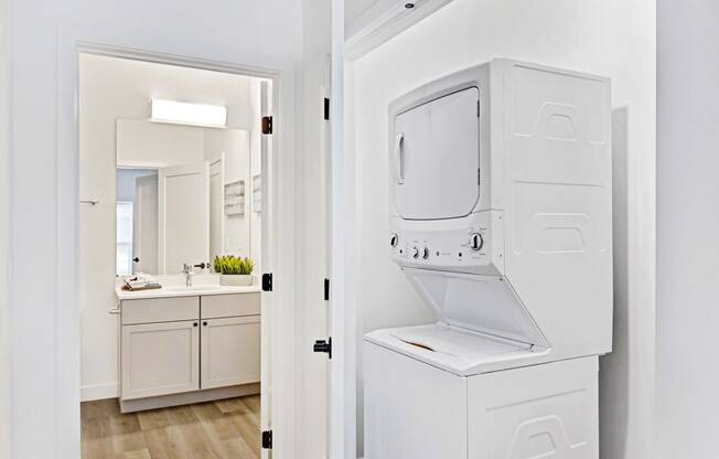 In Home Stacked Washer/Dryer at Winfield Station Apartments, J Street Property Services, Winfield