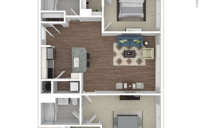 2 beds, 2 baths, 961 sqft, $2,925