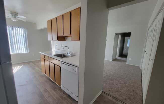 Spacious kitchen and floor plan at Garfield Commons Apartments in Clinton Twp, MI