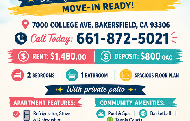 2 beds, 1 bath, 849 sqft, $1,480, Unit 183