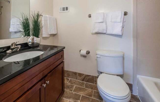 A bathroom with a toilet, sink, and towel rack.