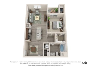 1 bed, 1 bath, 824 sqft, $1,582