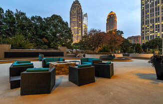 Arts Center fire pit and lounge.