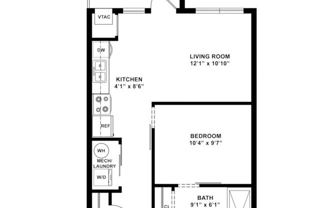1 bed, 1 bath, 561 sqft, $1,297