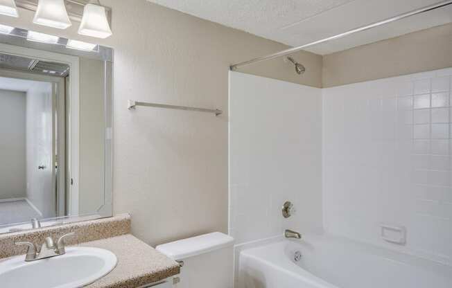 Bathroom at Bookstone and Terrace Apartments in Irving, Texas