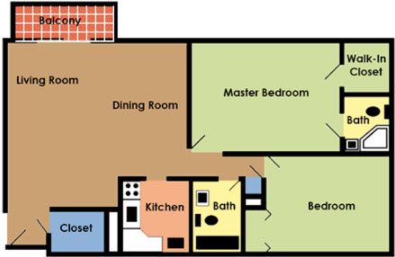 2 beds, 2 baths, 1,125 sqft, $900