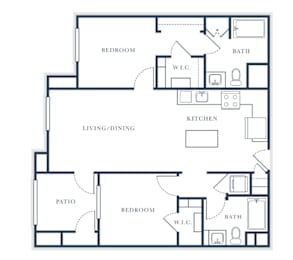 2 beds, 2 baths, 1,138 sqft, $3,432