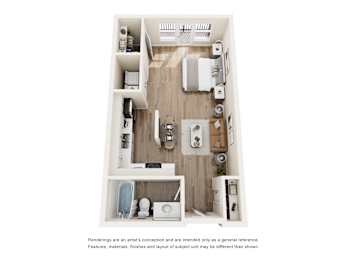 Studio, 1 bath, 547 sqft, $1,185