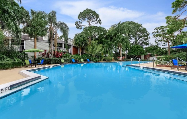 Resort-style outdoor pool at apartments in Clearwater, FL.