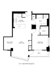 1 bed, 1 bath, 967 sqft, $4,345