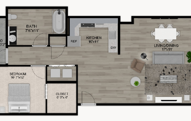 1 bed, 1 bath, $1,400, Unit B103