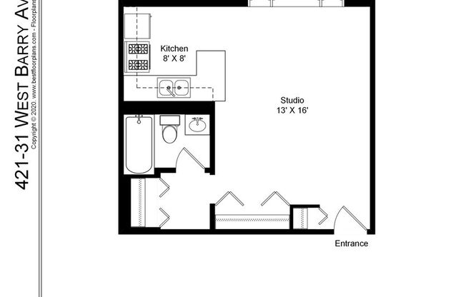 Studio, 1 bath, 400 sqft, $1,325, Unit 431-#532