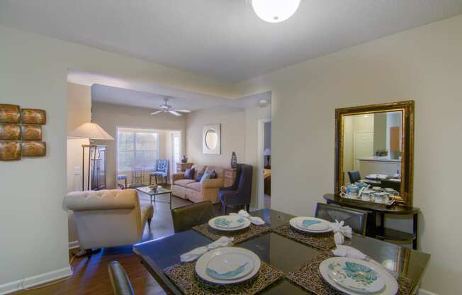 Enclave at Wolfchase Apartments in Cordova Tennessee photo of a view of the living room and dining room from the kitchen