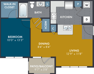 1 bed, 1 bath, 654 sqft, $1,241