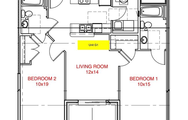 2 beds, 2 baths, 870 sqft, $1,400, Unit 501