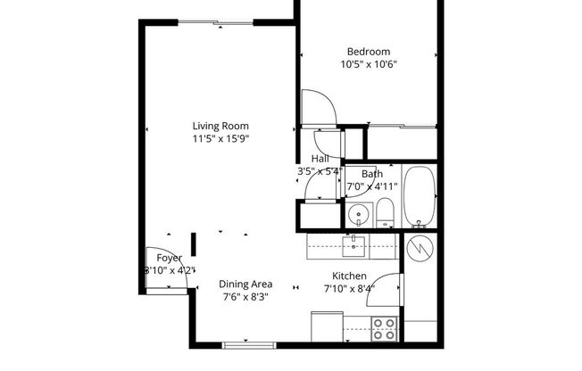 1 bed, 1 bath, 596 sqft, $1,275, Unit 112