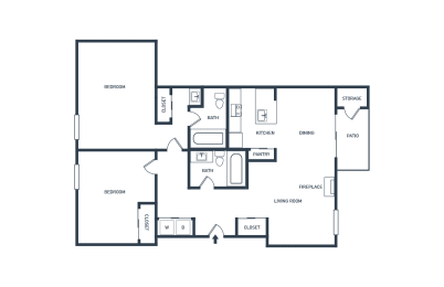 2 beds, 2 baths, 984 sqft, $2,350