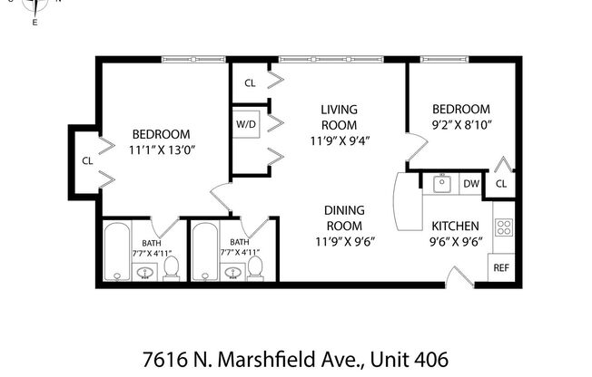 2 beds, 2 baths, 662 sqft, $2,150, Unit 406
