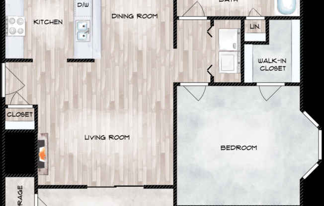 1 bed, 1 bath, 666 sqft, $1,259