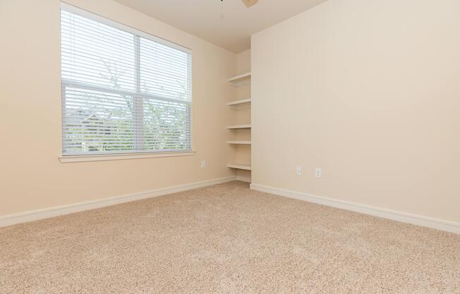 a room with a large window