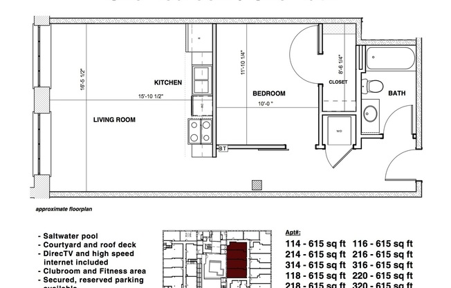 1 bed, 1 bath, 591 sqft, $1,395, Unit APT 316