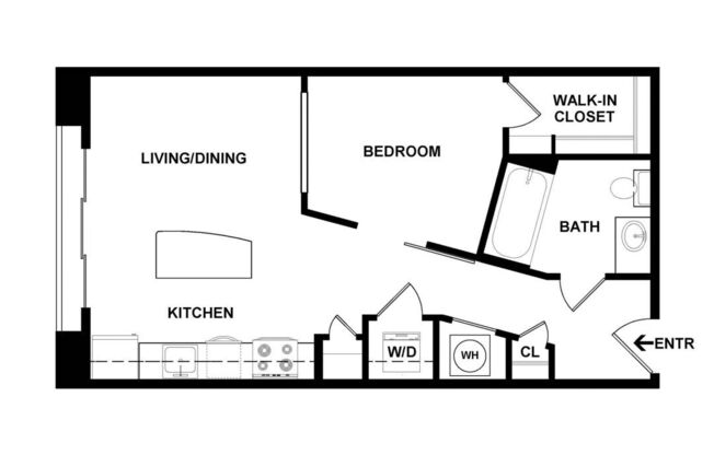 Studio, 1 bath, 583 sqft, $1,239