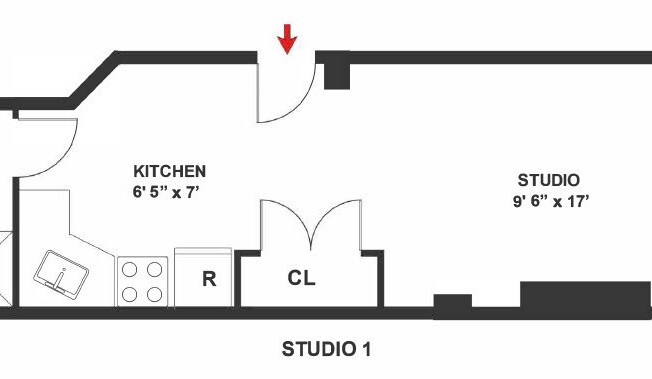 Studio, 1 bath, $2,800, Unit 1