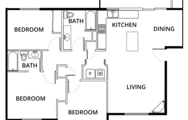 3 beds, 2 baths, 1,160 sqft, $2,300, Unit 5-102