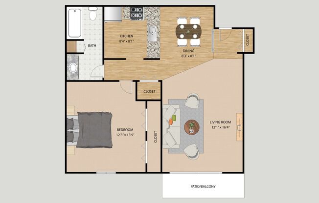 1 bed, 1 bath, 728 sqft, $1,520, Unit 593-2B