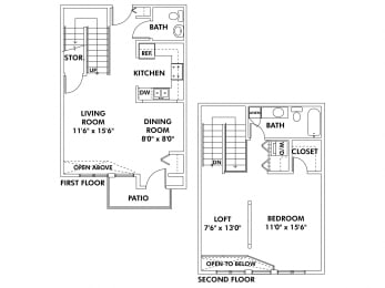 1 bed, 1.5 baths, 1,120 sqft, $2,295