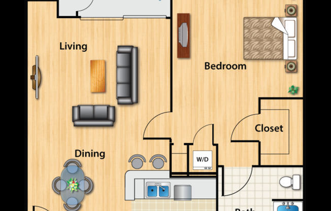 1 bed, 1 bath, 644 sqft, $2,289