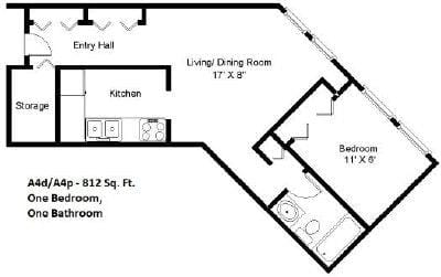 1 bed, 1 bath, 752 sqft, $1,232