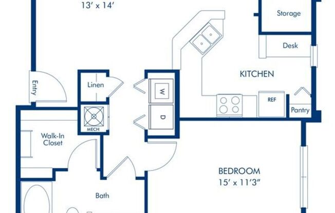 1 bed, 1 bath, 809 sqft, $1,407