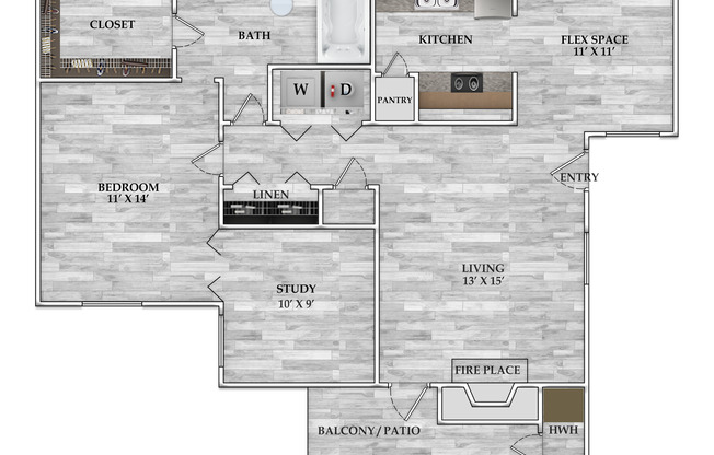 1 bed, 1 bath, 876 sqft, $850, Unit 0344