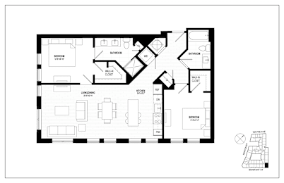 2 beds, 2 baths, 1,063 sqft, $2,845
